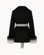 Belted Fur Cuff Coat – Charcoal & Mist