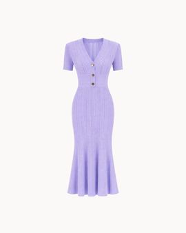 Violette V-Neck Dress - Lilac