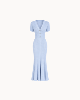 Violette V-Neck Dress - Sky