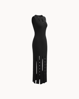 Robe longue perlée Élan – Noir