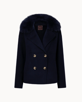 Double Button Coat - Navy