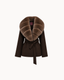 Manteau Bria à col en fourrure de renard – Noir