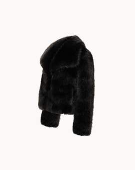 Ophelia Teddyjacke aus Kunstfell – Schwarz