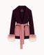 Belted Fur Cuff Coat – Deep Plum & Dusty Rose