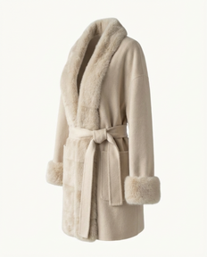 Cappotto Marais con bordo in pelliccia – Beige crema