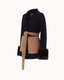 Belted Fur Cuff Coat – Navy/Camel