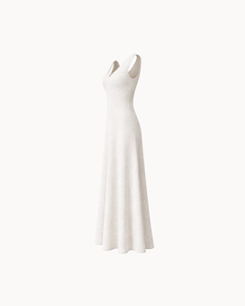 Robe à col V Luna – Ivoire
