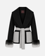 Belted Fur Cuff Coat – Charcoal & Mist – Cropped