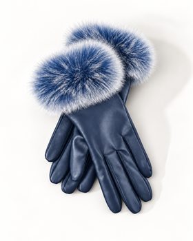 Ulrika Fox Fur Gloves — Blue