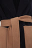 Belted Fur Cuff Coat – Navy/Camel