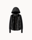 Davos Fur Knit Jacket in Black — hood up