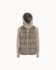 Davos Fur Knit Jacket in Greige — hood up