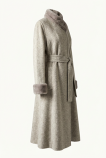 Amara Fur-Collar Coat - Soft Stone